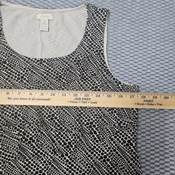 Chico's Black & White Polka Dot Ruffle Front Sleeveless Blouse Size 1 / Small - Picture 5 of 6